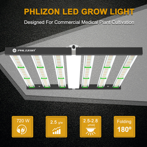 Phlizon 720W LED Grow Light plegable 6 barras