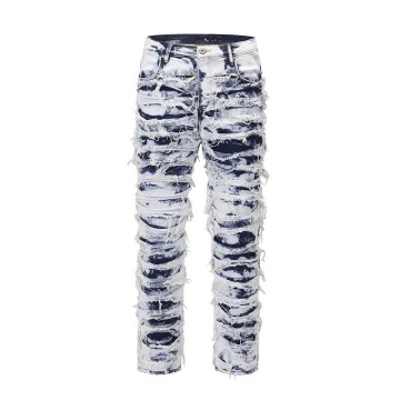 Mid-Summer Blue Distressed Denim Pants - High Street Quality Ripped Look Fashion