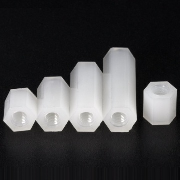 Hexagonal Female Threaded Standoff Nylon Spacers - White/Black