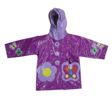 kids childrens hooded pu raincoats