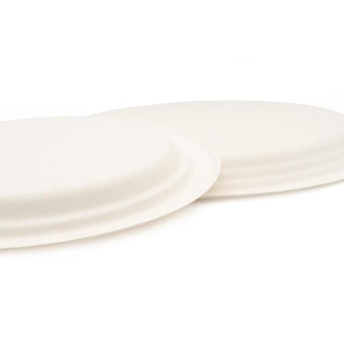 Food Grade Sugarcane Bagasse Disposable White Plates Sugar Cane Bamboo Paper Pulp Bio Compostable Degradable Dish For Party