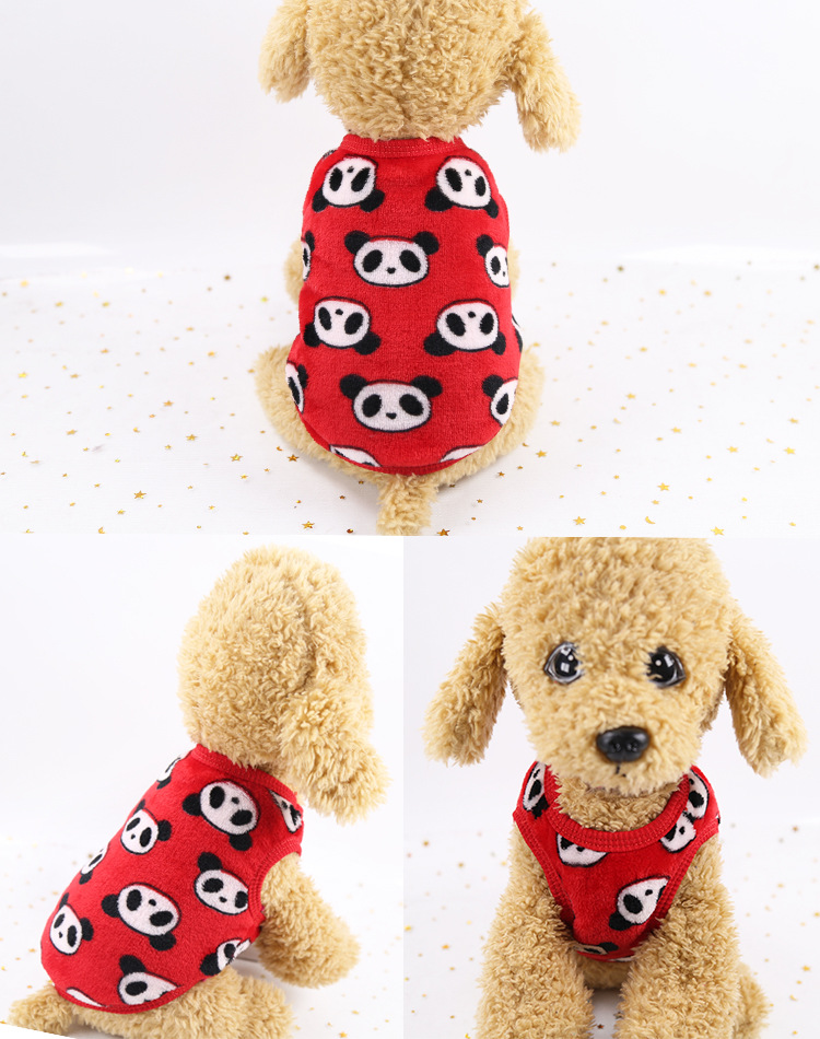 Hot Selling Cartoon Flannel To Keep Warm Teacup Dogs Small Milk Dogs Cats Teddy Clothes Vest Pet Products