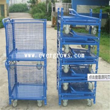 High Precision Steel Supermarket Wheeled Wire Mesh Container Display