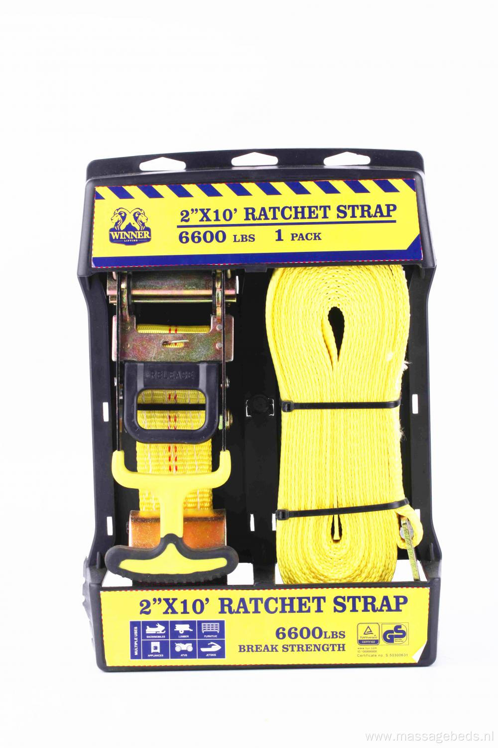 Packaged One Set Ratchet Tie Down Belt Set with 3000KGS