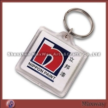 Handsome transparent rectangular polished promotion acrylic/plexiglass keychain/key ring/key holder