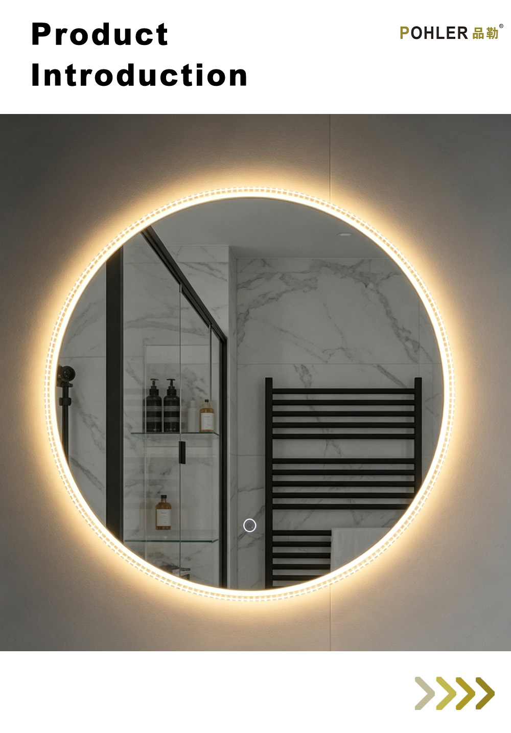 D075 Зеркало со светодиодной подсветкой и круглой рамкой X D075 Round Bezel LED Mirror X