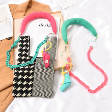 DIY Padded Handbag with Knitted Body, Acrylic Chain, Female Pendant, Single Shoulder & Crossbody Strap