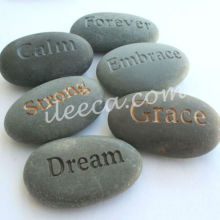 Wish pumice stone carved pebbles