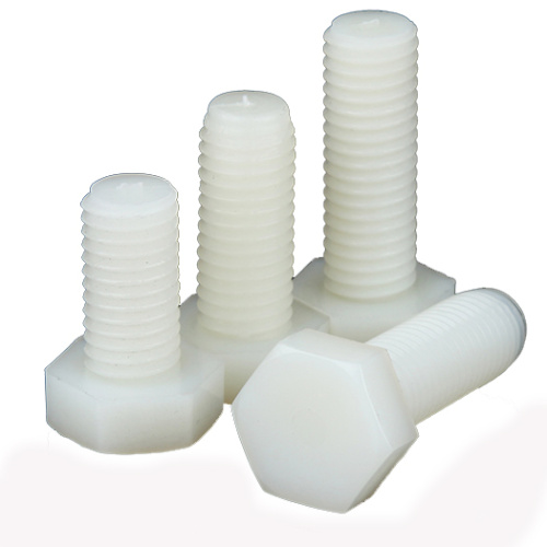 Längd Nylon Hex Bolt Vit Plast Hexagon