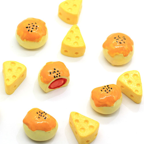 Mixed Simulation 3D Crispy Cheese Resin Handmade Craft Round Bread Food Bead Cabochon Children Kitchen Play Toy Jewelry Diy Deco