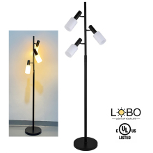 UL Listed Matte Black 3-Light Tree Floor Lamp for Hampton Kinesis and Scenic Schemes