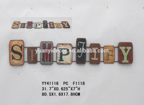 Metal word plaque for wall decoration, Metal wall art decoration in wording, metal letter plaque decoration