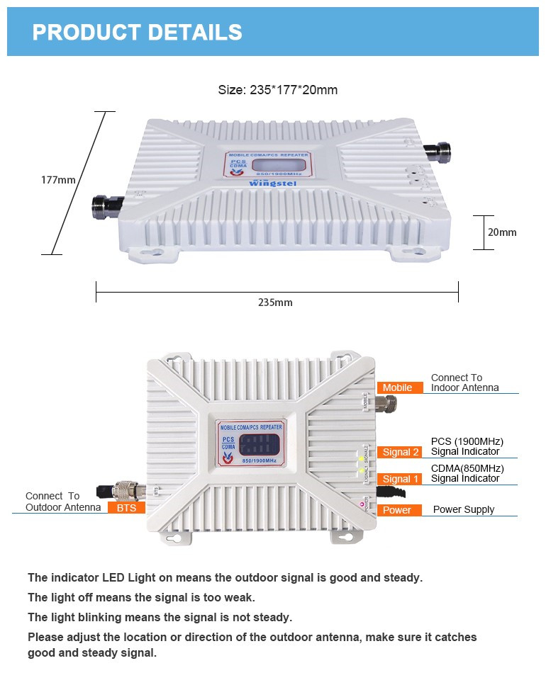 Home use GSM 2G 3G 4G LTE Network Cellular Cell Phone Signal Booster Repeater with antenna