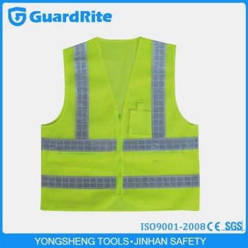 GuardRite mesh safety vest with pockets for worker,conspicuity warning reflective safety vest