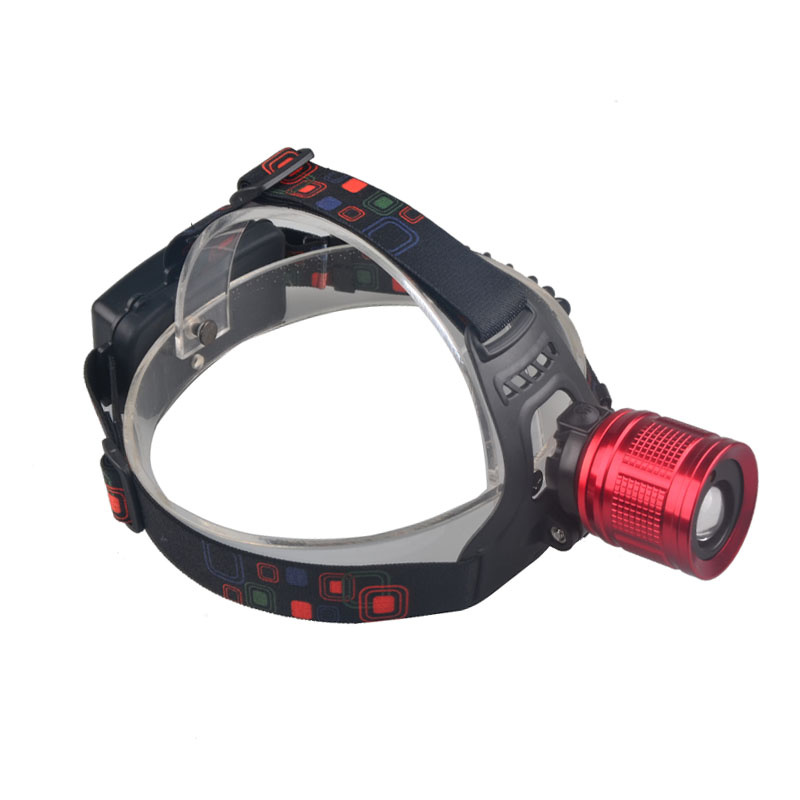 Laser Combination Headlight Rechargeable zoom Head torch Waterproof Headlamp With Red Laser Pointer