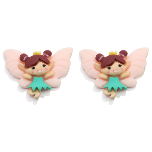 Cute Fairy Girls Flatback Resina Cabochon Artificiale Cartoon Angelo Ornamento fatto a mano Accessorio per collana Pendenti Decor