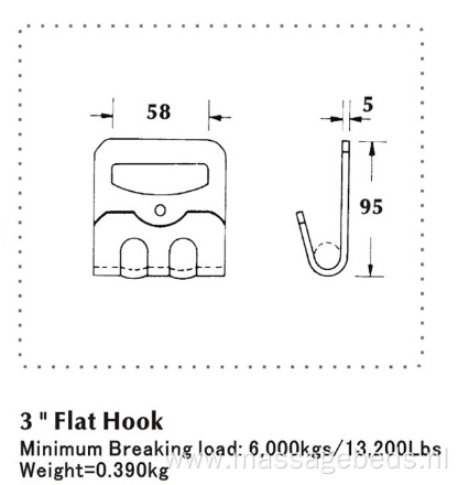 75mm Flat Hook with Yellow Zinc Paint Surface Treatment