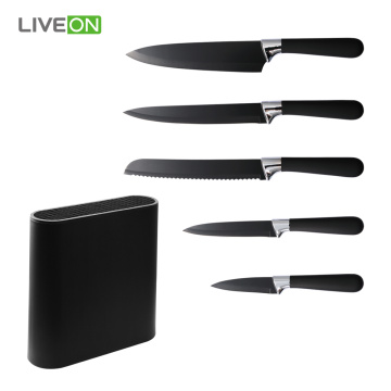 Bloco de cozinha de aço inoxidável 6pcs faca set