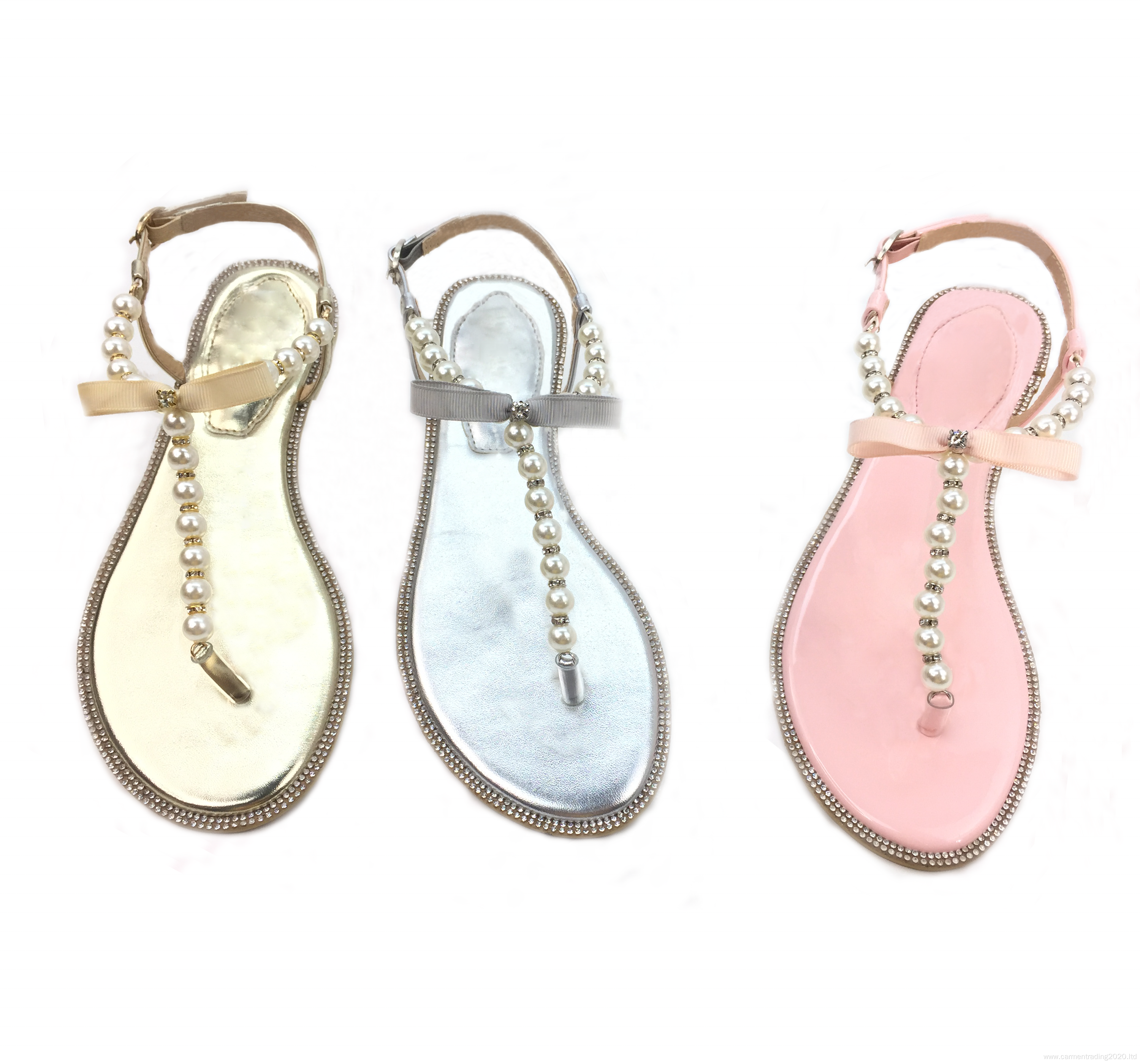 T-Strap Pearl Ballet Flat Sandals