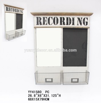 Antique metal wall magazine rack,book rack with blackboard