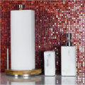 Red bathroom backsplash design Glass mosaic tiles