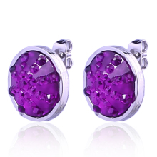 Surgical Steel Earrings Round Cubic Zirconia Custom Earring Stud