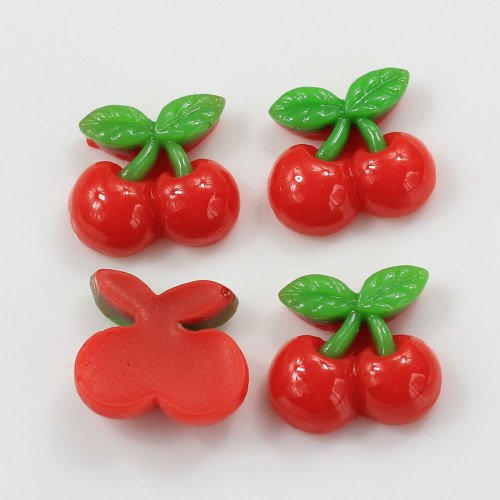 Wholesale Cute 19*22mm 100pcs Red Cherry 3D Novel Chunky Loose Resin Beads Charms Cheap for Decoration