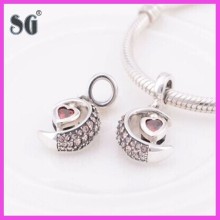 Beautiful Lovely New Design 925 Sterling Silver Crystal Half Moon Dangle Charm