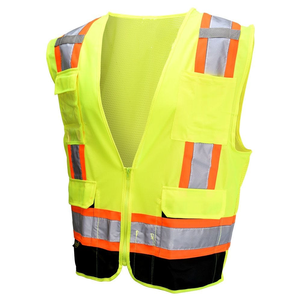 Radians Sv6b 2 Class 2 Black Bottom Contrasting Multi Pocket Safety Vest Front Jpg