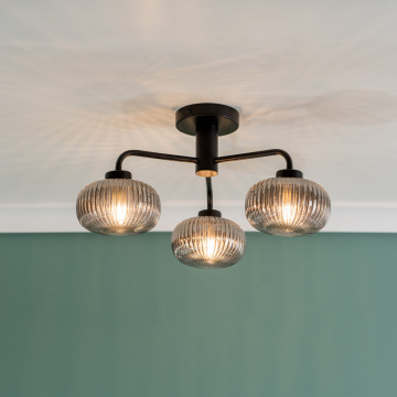 Ceiling light striped glass lampshade