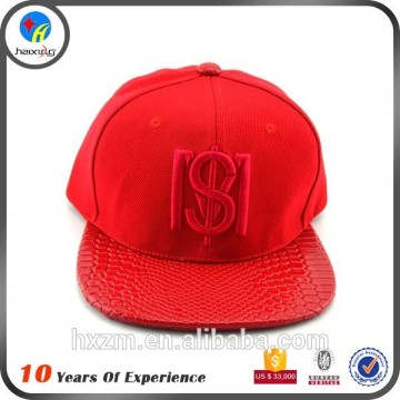 leather strap flat brim baseball cap/red leather snapback hats