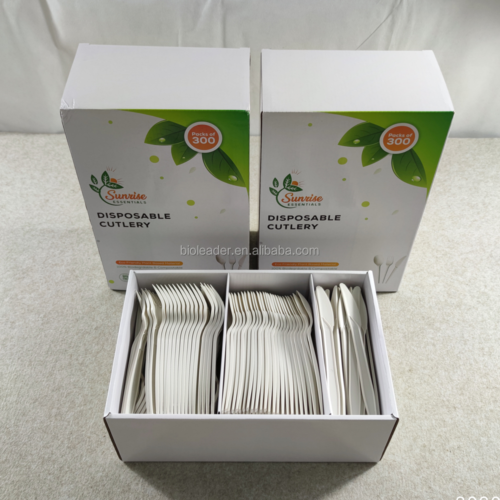 Wholesale Biodegradable Plastic Cutlery Disposable Cornstarch Flatware Set