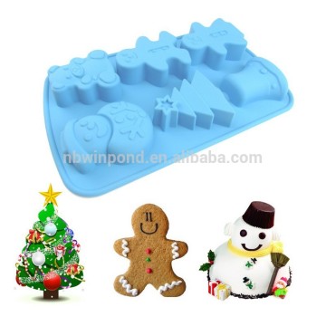 Christmas cartoon shape silicone ice cube tray,baking silicone ice cube tray