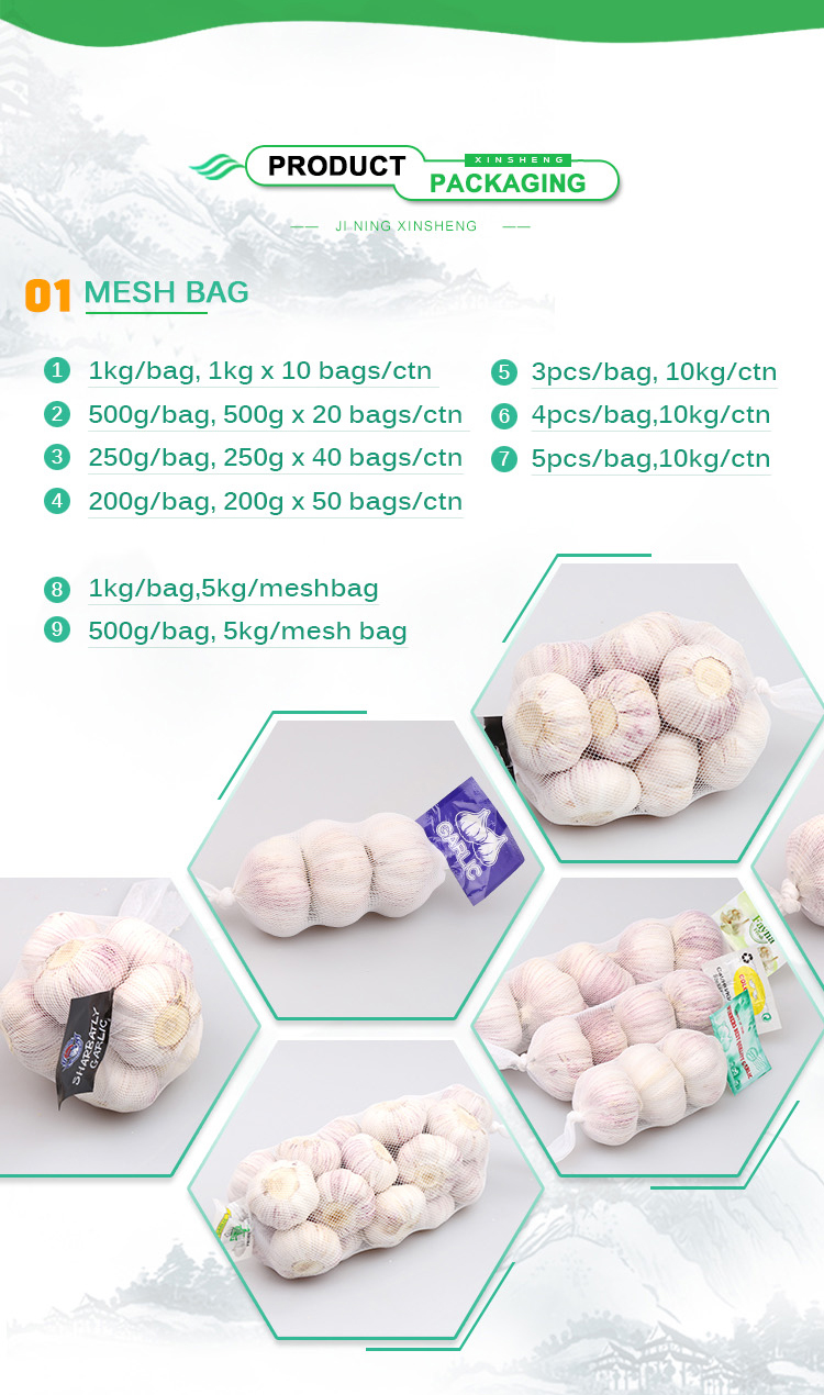 Export quality 4.5cm 5.0cm+,5.5cm+ .6.0cm+ Fresh Normal White Garlic 15KG/20KG/Mesh Bag