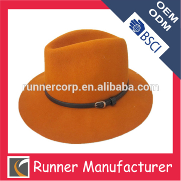 Men's wool felt hat with PU decoration