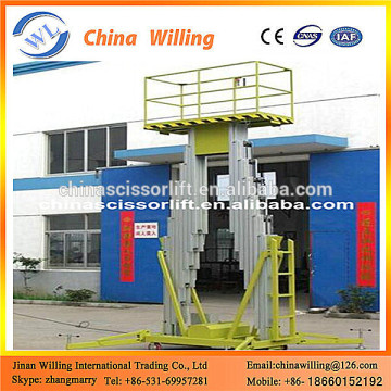 Hydraulic double column aluminum alloy elevator/double mast aluminum alloy lift platform