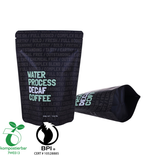 Biologisk nedbrytbar papir svart kaffeemballasje doypack med logo