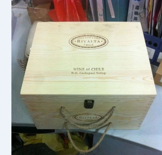 6 Bottle Wooden Wine Box, Hinged or Slide Top