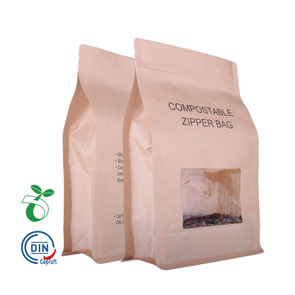 Eco Kraft Paper Biodeodeable Coffee Bag مع نافذة