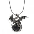 Pterodactyl Crystal Pendant Circle Chain Necklace