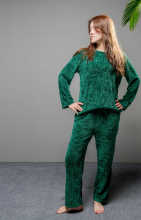 Soft fleece green solid pajama set