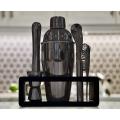 Black Bamboo Wood Display Stand For Home Bartender Kit Bar Set