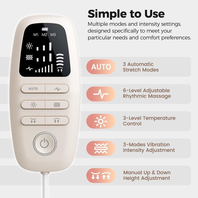 4-in-1 Lower Back Massager with Back Stretching, Massage, Heat & Vibration