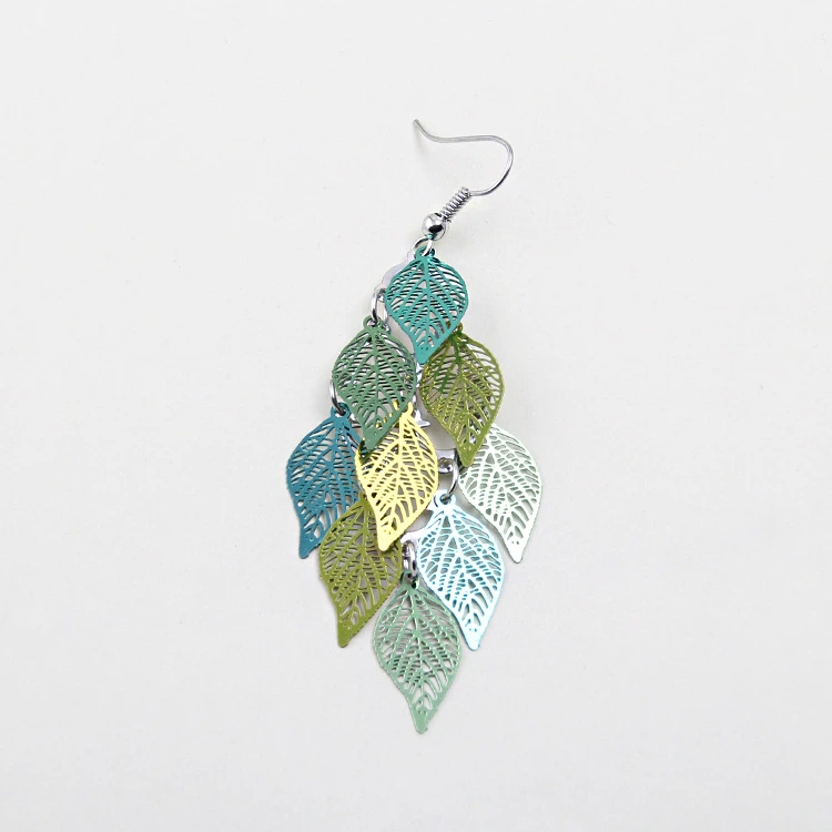 Fashion Colorful Nine-Piece Leaf Earrings