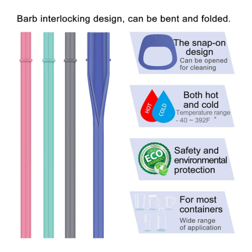 Τρόφιμα Reusable Silicone Silicone Ανοιγμένα καλαμάκια