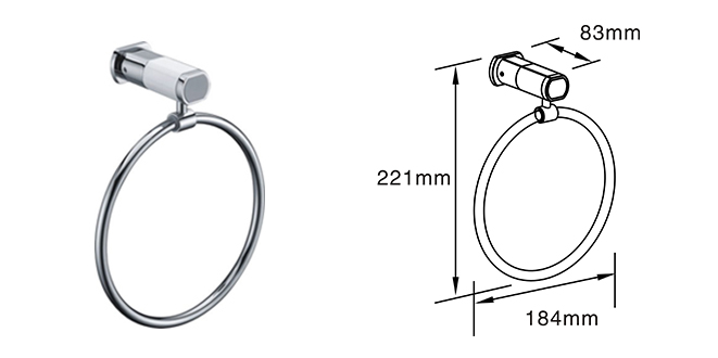 반짝이는 표면의 금속 타월 링 Metal Towel Ring with Shiny surface