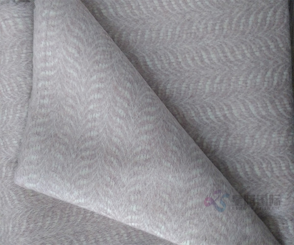 Luxurious Herringbone Pink Wool Fabric