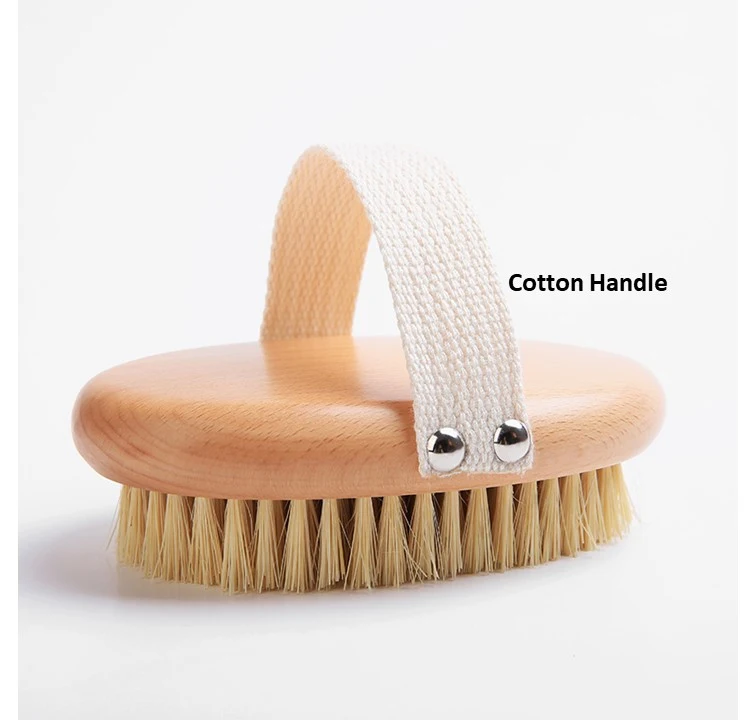 Oval Shape Beech Handle Sisal Bristle Bath Brush Scrubber