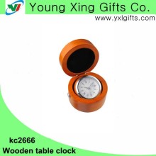 antique rotary round wooden table clock