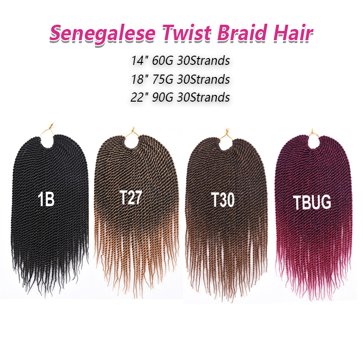 High quality senegalese twist Wholesale Price 30 Strands Ombre Jumbo Braid Senegalese Braid Twist Crochet Hair Extension